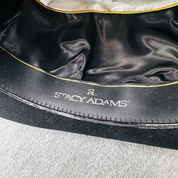 STACY ADAMS - Men's Size Large Black Ribbon Band 100% Felted Wool Fedora Hat - Picture 9 of 11